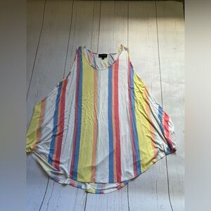 Lane Bryant Women's Size 26/28 Tank Top Striped Summer Sleeveless Bright Flowy